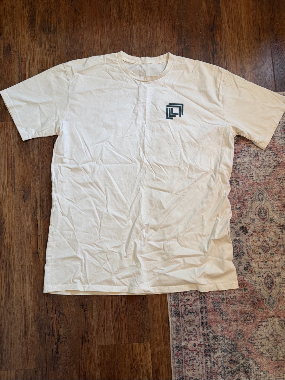 Men's Cream Graphic Crewneck T-Shirt with Minimal Logo